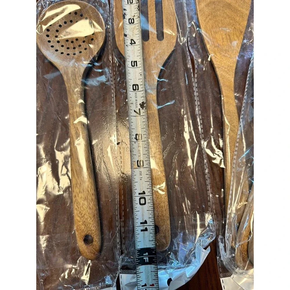 Wooden Kitchen Utensils set 7Pcs Spoons for cooking‎ Natural Teak Spatula